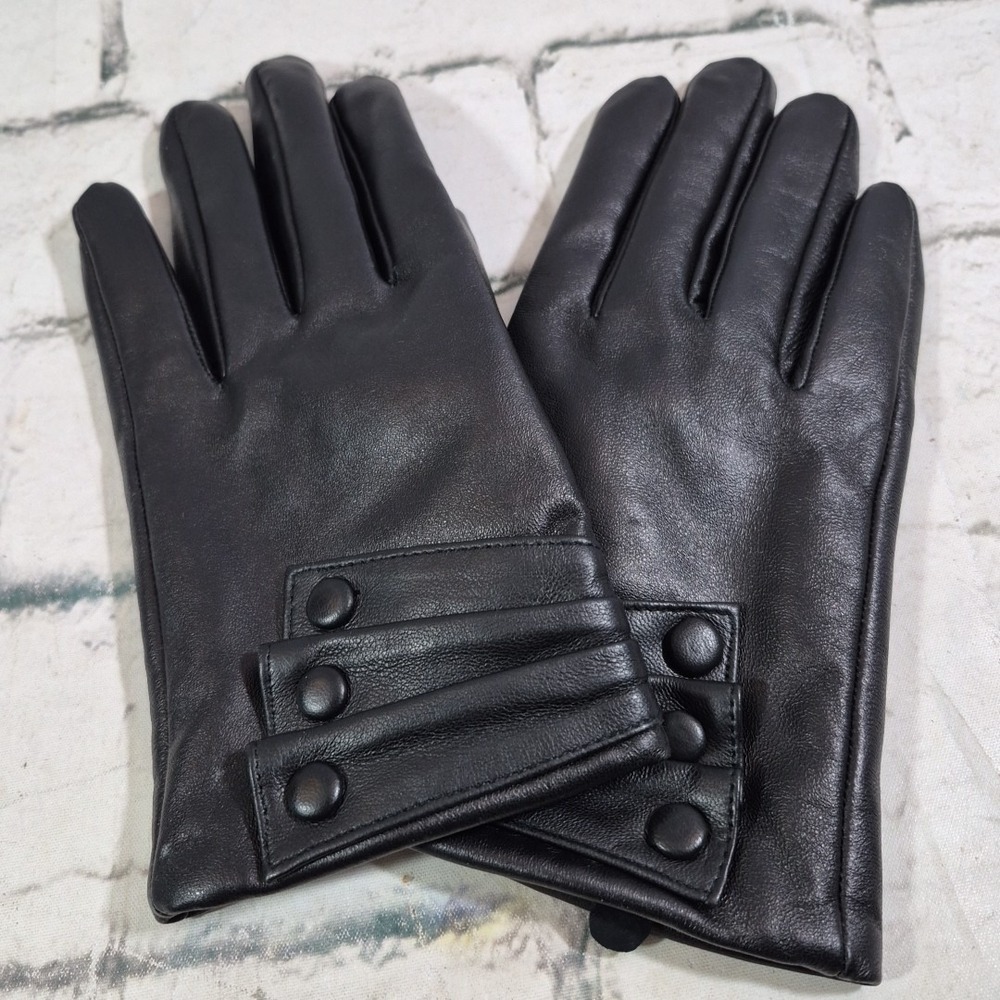 Nappaglo Nappa Leather Gloves Size XLโ Button Black Lambskin Driving Warm Lined